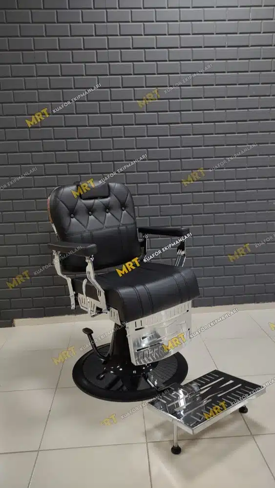 Berber Koltuğu MRT-123 Krom – hidrolik, yatarlı, dökme süngerli, İzmir Karabağlar imalatı