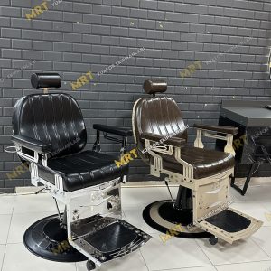 şık tasarımı ve konforu ile Berber Koltuğu - 124: Poliüretan sünger, lazer kesim metal, bel dayama ve elektrostatik fırın boya ile uzun ömürlü kullanım sağlar. Yatabilen sırt kısmı ve özel nakış detayları ile zarif bir görünüm sunar.
