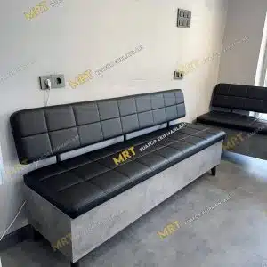 Modern tasarım berber bekleme koltuğu - Şık ve konforlu bekleme alanı çözümü.