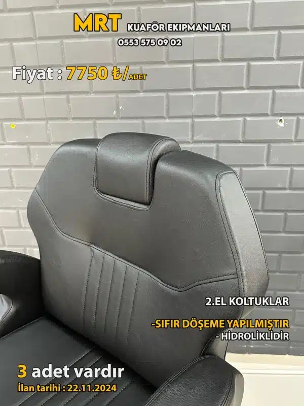 Berber Koltuğu 2.el Sıfırlanmış 5 Berber Koltuğu 2.el Sıfırlanmış yandan görünüm – hidrolik