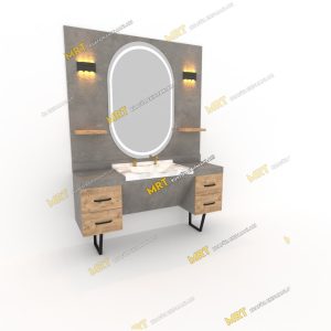 MRT-402 Berber Tezgahı, şık retro gümüş ve mermer desenli MDF LAM tasarımı, kumlamalı LED aydınlatmalı aynası ve teleskopik raylı çekmeceleriyle modern berber salonları için özel olarak üretilmiştir. İzmir içi nakliye ve montaj ücretsizdir.