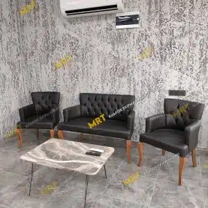 MRT Kuaför Ekipmanları kapitone desenli lüks berjer seti ve bekleme grubu.