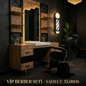 Ana Sayfa 18 İzmir Karabağlar üretim lüks tekli vip berber seti ve koltuğu